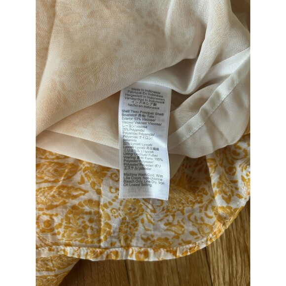 J.Crew Yellow Paisley Floral Lined Ruffle Sleeve V-Neck Blouse Size Medium - Picture 9 of 9